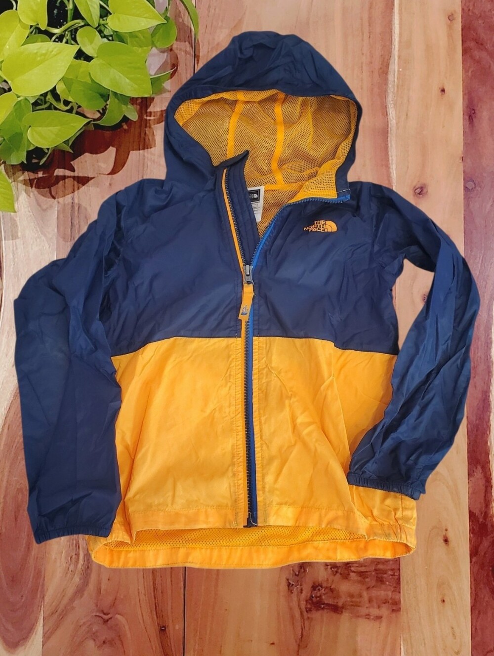 Kids- The North Face Navy & Yellow Hooded Windbreaker